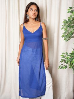 NISHORAMA - Blue Cotton Solid Straight Kurta