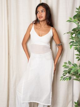 NISHORAMA - White Cotton Solid Straight Kurta