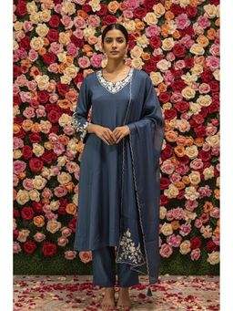 HERITAGE - Zariyah Blue Embroidered Kurta with Pant and Dupatta