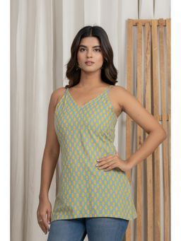 Anastay Clothing - Olive Cotton Floral Straight Kurti