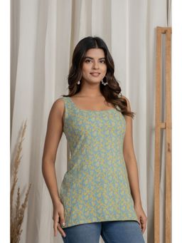 Anastay Clothing - Olive Cotton Floral Straight Kurti