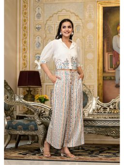 Juniper - Off White Floral Embroidered Co-Ord Set