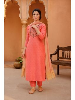 TULSATTVA - Pink Dupion Silk Embroidered Kurta with Pant and Dupatta