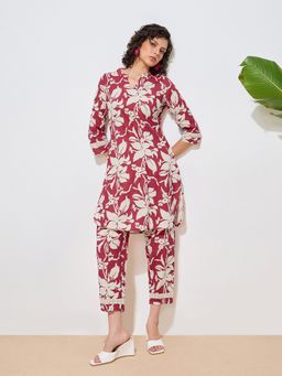 Shaily - Pink Floral Printed Pure Flex Cotton Co-Ord Set