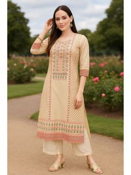 TULSATTVA - Cream Chanderi Abstract Kurta with Palazzo