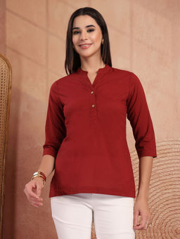 COTLAND FASHION - Maroon Breathable Lightweight Cotton Tunic