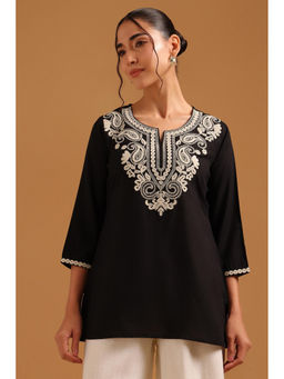 Soch - Black Viscose Kashmiri Embroidered Tunic