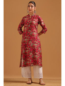 Soch - Magenta Muslin Digital Printed Botanical Kurta
