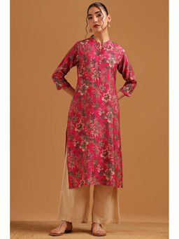 Soch - Magenta Muslin Digital Printed Botanica Kurta