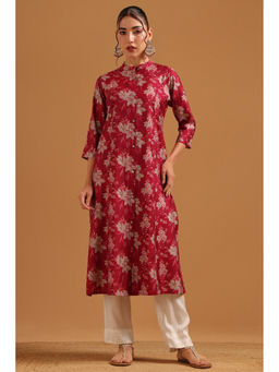 Soch - Wine Muslin Digital Printed Botanical Kurta