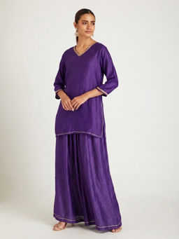 SAMAK By Marziamehdi - Purple Violet Dusk Kurta with Palazzo