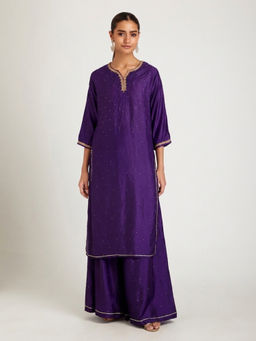 SAMAK By Marziamehdi - Purple Sundowner Kurta with Palazzo