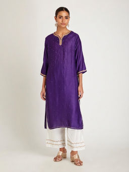 SAMAK By Marziamehdi - Purple Evening Ray Kurta with Pant