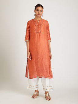 SAMAK By Marziamehdi - Rust Surina Kurta with Pant