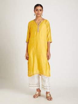 SAMAK By Marziamehdi - Yellow Reva Kurta with Pant