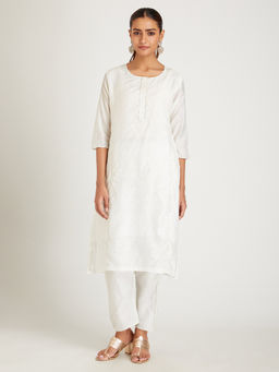 SAMAK By Marziamehdi - White Pure Dawn Kurta with Pant