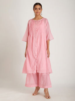 SAMAK By Marziamehdi - Pink Rose Dawn Kurta with Palazzo