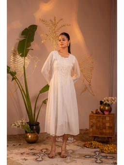Juniper - Cotton White Blush Lace Patchwork Dress with Inner