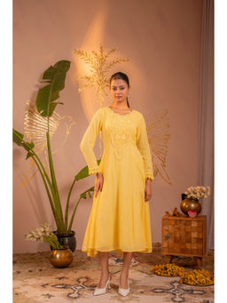 Juniper - Sunlight Yellow Blush Lace Patchwork Dress with Inner