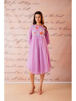 Juniper - Phool Baari Purple Embroidered Yoke Kurta