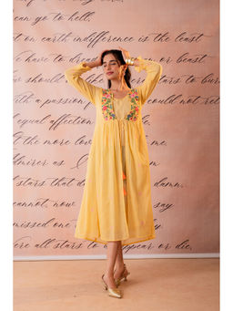 Juniper - Surajmukhi Bloom Embroidered Dress with Inner