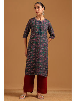 Soch - Teal Viscose Rayon Digital Printed Ethnic Motifs Kurta