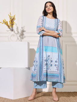PINKSKY - Womens Blue Kurta with Palazzo