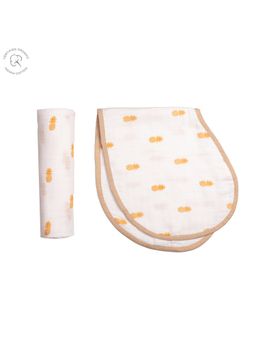Masilo - Organic Muslin Burp Cloth & Bib (Pack Of 2) - Pineapple Bliss