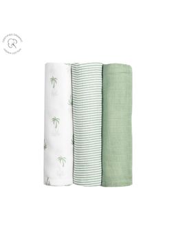 Masilo - Organic Muslin Swaddles (Set Of 3) - Palm Paradise