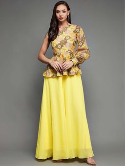 Miss Chase - Women Yellow Georgette Layered Regular-Length Jumpsuit