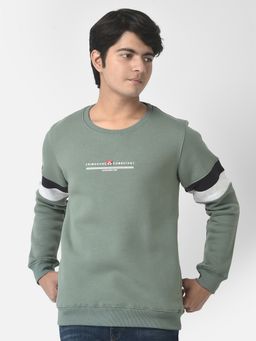 CRIMSOUNE CLUB - Boys Oil Green Brand Logo Sweatshirt