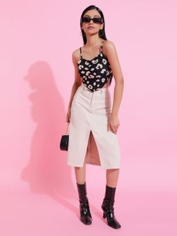 Belliskey - Womens Casual Solid White Denim Skirt