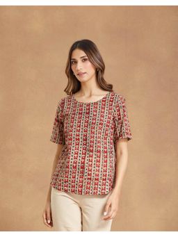 Fabindia - Red Cotton Printed Top