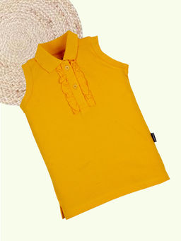 KiddoPanti - Girls Frill Detailed Solid Sleeveless Top