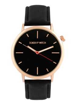 Joker and Witch - Joker & Witch Manchester All Black Dial Faux Leather Strap Analog Mens Watch
