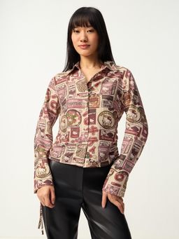 The Souled Store - Beige Character Collar Neck Shirt