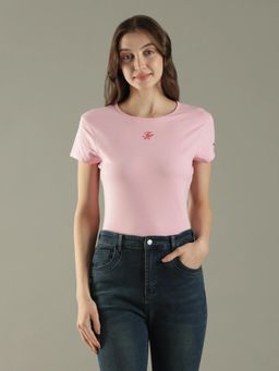 Tommy Hilfiger - Pink Plain Crew Neck T-Shirt