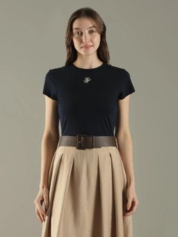 Tommy Hilfiger - Navy Blue Plain Crew Neck T-Shirt