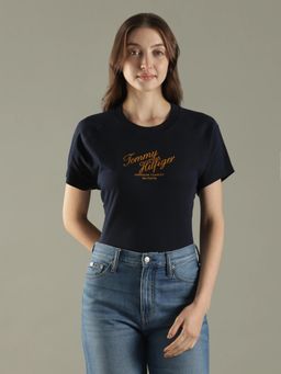 Tommy Hilfiger - Navy Blue Typography Crew Neck T-Shirt