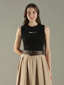 Tommy Hilfiger - Black Textured Crew Neck T-Shirt