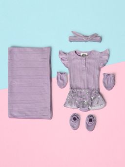 Mi Arcus - Pointelle Rib Gift Set for Baby Girl Pack of 5