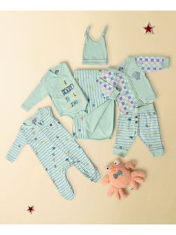 Mi Arcus - Pointelle Rib Gift Set with Toy for Babies Green