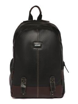 Stamp - Leather Black Vegan Leather Backpack