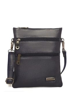 Stamp - Leather Blue Color Handbag with Detachable Strap