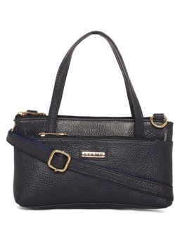 Stamp - Leather Blue Color Handbag with Detachable Strap