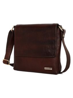 Stamp - Leather Brown Color Handbag with Detachable Strap