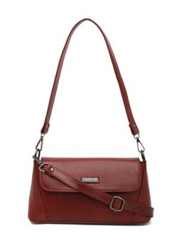 Stamp - Leather Cherry Color Handbag with Detachable Strap