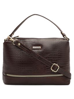 Stamp - Leather Brown Color Handbag with Detachable Strap