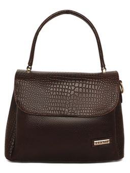 Stamp - Leather Brown Color Handbag with Detachable Strap