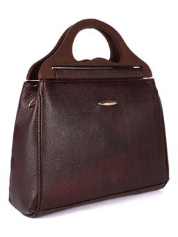 Stamp - Leather Brown Color Handbag with Detachable Strap